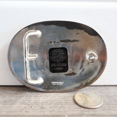 Vtg. Crumrine Heavy Silver Plate Bronze Western Buckle Oil Company El Arturo !!!