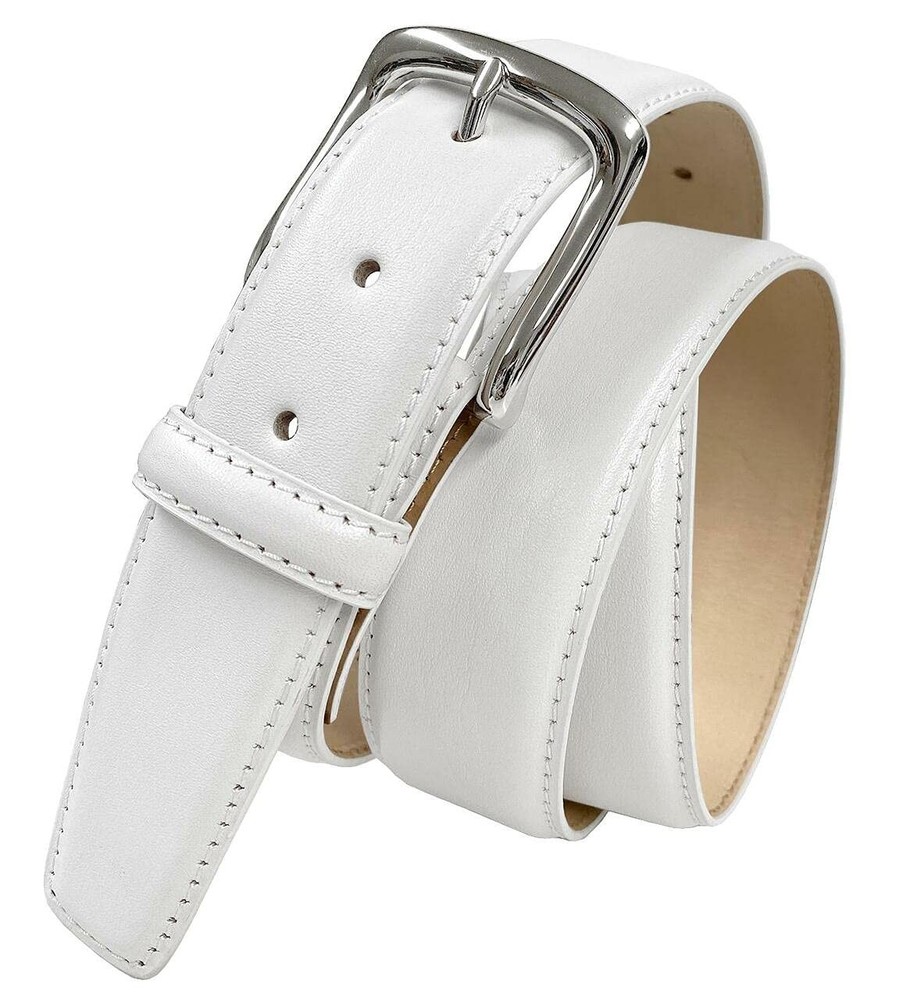 Valley View Classic Buckle Casual Belt Italian 38, W Smooth White