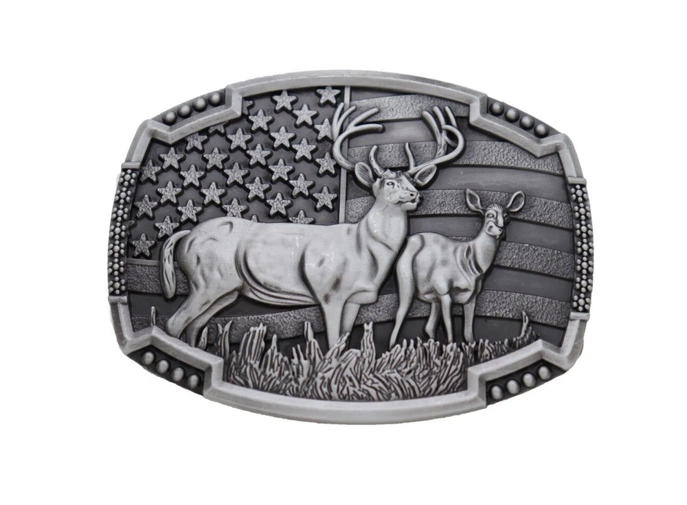 Men Silver Color Metal Belt Buckle Deer Nature Hunter Western Perfect Gift 4 him