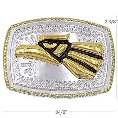 HECHO EN MEXICO EAGLE HEAD Belt Buckle Silver GOLD