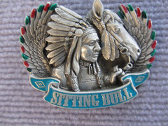 Sitting Bull Belt Buckle Pewter & Enamel Native American Horse NEW 142