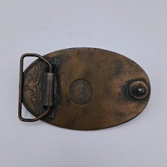 Vintage 70s Pony Post Express Brass Metal Belt Buckle Montauk Silver Company