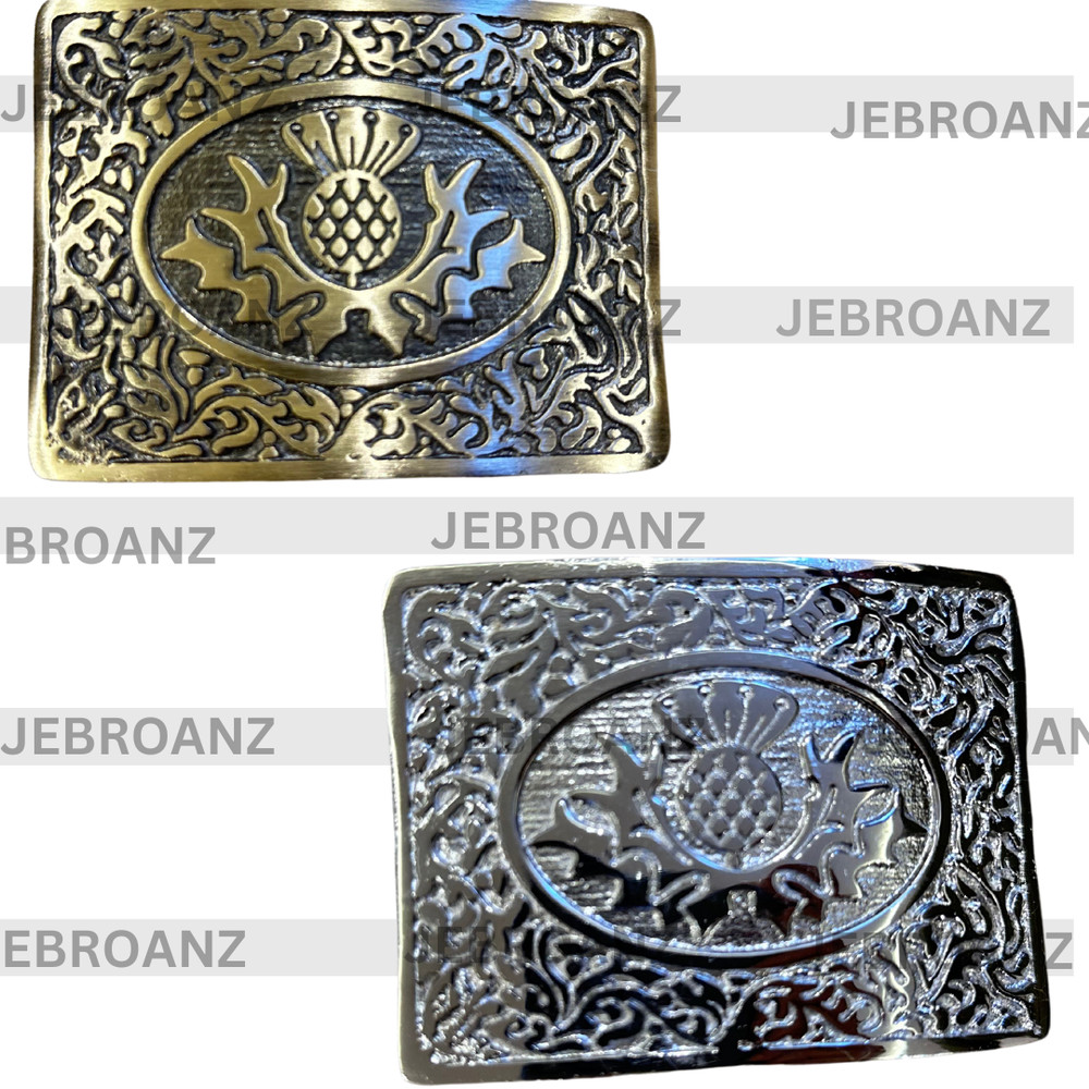 Mens Scottish Celtic Kilt Belt Buckle for highland wear Scottish Thistle Design