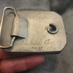 Vintage Bill Callahan Signed Bass Buckle Belt Wildlife in Pewter.