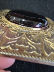 Vintage Western Belt Buckle Gold & Silver Tone Black Stone Mixed Metal