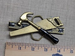 vintage USA made CARPENTER belt buckle TOOLS handyman craftsman BRASS western