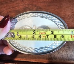 Belt Buckle SilverTONE Metal with White Design