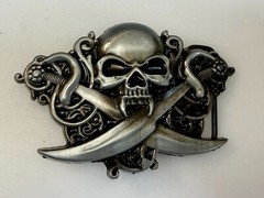 Creepy Skull Head Vampire Teeth Swords Snake Halloween Gothic Biker Belt Buckle