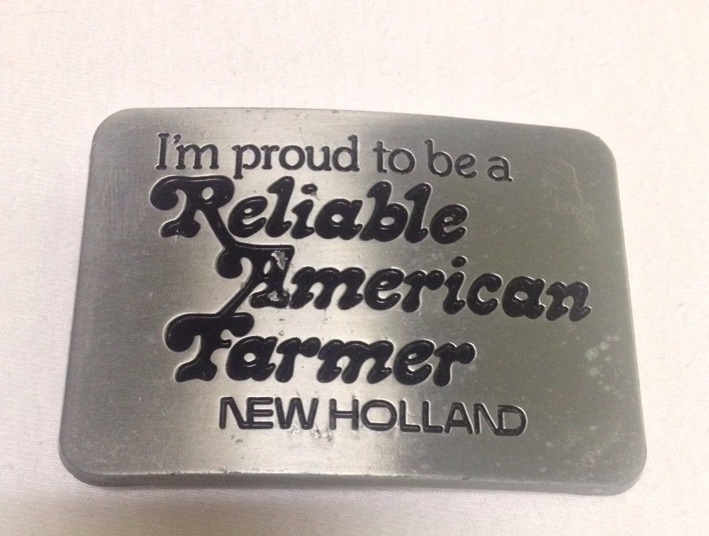 New Holland Farming Metal Belt Buckle Proud To Be An American Farmer Americana