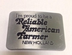 New Holland Farming Metal Belt Buckle Proud To Be An American Farmer Americana