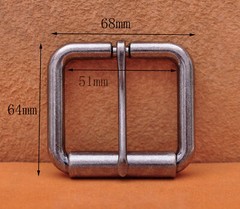 2&Prime; (51mm) Mens Roller Belt Buckle Heel Bar Leather Belt Buckles Antique Silver