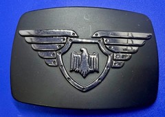 Winged Eagle Shield Black Color Vintage Chrome Brand Belt Buckle