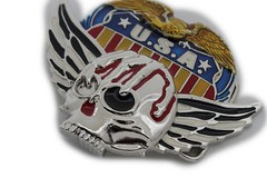 Men Women Silver Belt Buckle Skull Wings Skeleton USA Army American Eagle Bloody