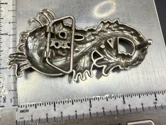 Mystical Chinese Dragon Mythology Figural Cutout Silver Color Belt Buckle