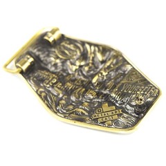 Warship done! solid brass belt buckle, ukrainian trident, russian combat ship
