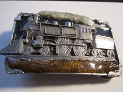 1986 LOCOMOTIVE TRAIN THEME BELT BUCKLE VERY HEAVY – GW-14