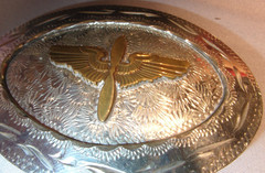 1942 U.S. ARMY AIR CORPS FORCE AVIATION WING PROPELLOR SILVER & GOLD BELT BUCKLE