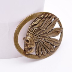 Retro Bronze Cowboy Indian Chief Head Western Indian Metal Fashion Belt Buckle