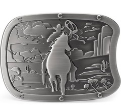 Western Cowboy Horse Belt Buckle Rodeo Ranch Cowboy Lasso Antique Silver Gift