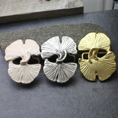 Gingko Leaves Belt Buckle, Rosepearl, Natural Metal Design with Gingko Leaves