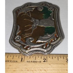 Vintage Inspired Stag Deer Belt Buckle Western Wildlife Green Forest Metal 2020
