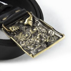 Brass belt buckle Guardians, Military, Cossack and Lion, Ukrainian belt buckle
