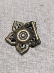 vintage FLORAL belt buckle BRASS engraved RHINESTONE studded WESTERN star