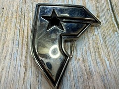 Famous Stars and Straps F Logo Belt Buckle Silver Black Metal Y2K