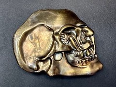 Bronze Tone Skull Head Creepy Halloween Vintage Belt Buckle