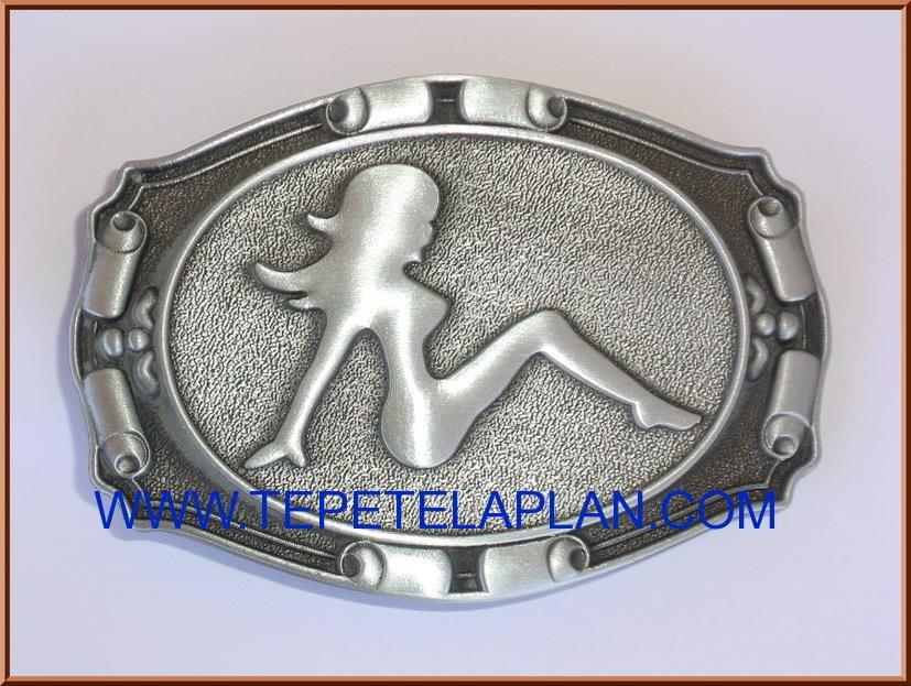 SILVER SEXY FUDFLAP GIRL TRUCKER WESTERN BELT BUCKLE