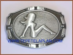 SILVER SEXY FUDFLAP GIRL TRUCKER WESTERN BELT BUCKLE