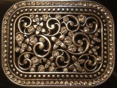 Blazin Roxx Rectangle Buckle Floral Filigree Crystal 37906