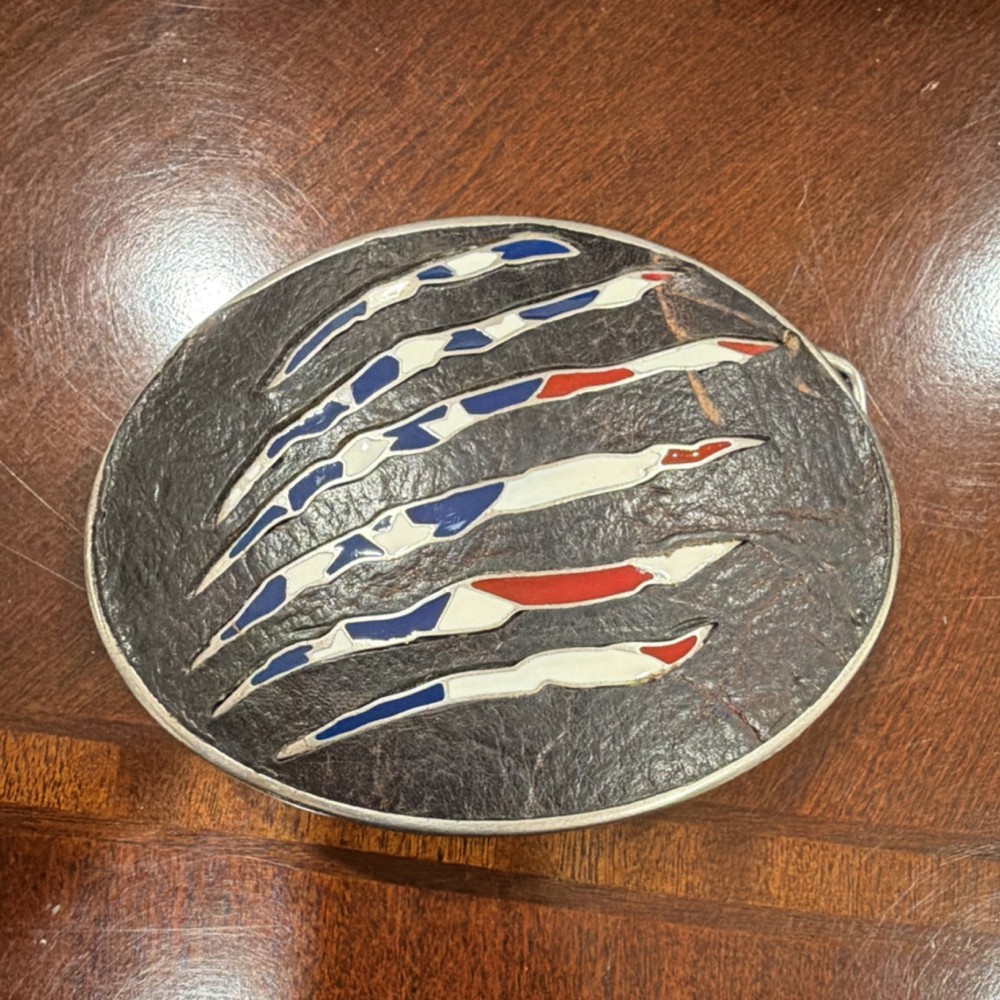 Cody James Patriotic Metal Belt Buckle Silver Red Blue White Men Oval Abstract