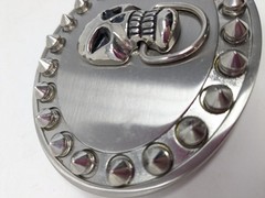 Silver Tone Oval Skull Belt Buckle With Spikes 1.5&Prime; Loop, 3.5&Prime; x 4&Prime; Goth, Biker