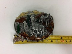 Siskiyou Ornate Wolf Scene Vintage Belt Buckle 1981 Bergamot Brass Works Unique