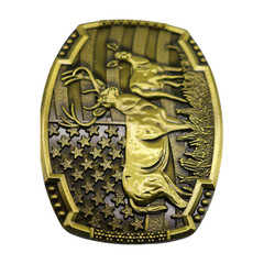 Men Gold Metal Belt Buckle Deer Nature Hunter Western Fashion Pant Jeans Casual