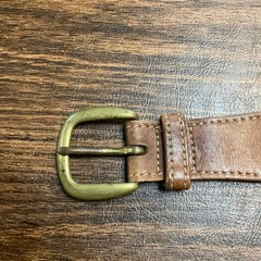 Gap Braided Leather Belt Brown Woven Solid Brass Buckle Men Small Vintage Style