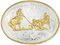 Montana Silversmiths Men&rsquo;s Team Ropers Western Belt Buckle – 2130