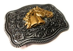 ✖ WESTERN Horse Profile Cowboy Rodeo Style Belt Buckle Buck Gold antique silver
