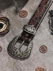 Western Cowboy/Cowgirl Rodeo Decor ROPE EDGE BUCkLE W/Leather Belt