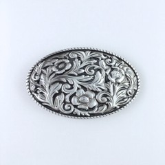 Vintage Black Enamel Cowboy Cowgirl Flower Oval Belt Buckle also Stock in US