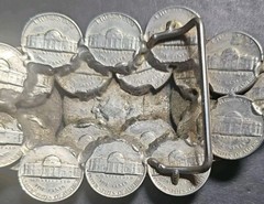 Eisenhower Dollar KENNEDY HALF DOLLARS COIN + NICKELS BELT BUCKLE HEAVY 4.5 In.