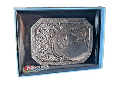 Nocona Mens Belt Buckle 3.75 x 2 in Cowboy Roper Western Rodeo Silver 1.5