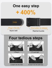 JUKMO Ratchet Belt for Men, Nylon Medium-for Waist 38&Prime;-41&Prime;(Length 49&Prime;), Black