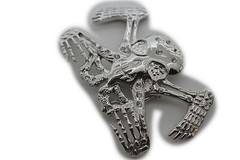 NEW Men Western Belt Buckle Silver Metal Bling Skeleton Rock Band Skull Big UFO