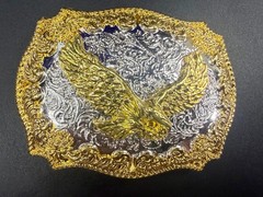 Western American Pride USA Bald Eagle Majestic Flying Two Tone Belt Buckle