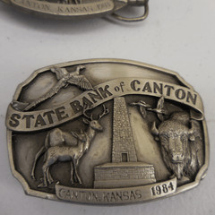 Vintage State Bank of Canton Belt Buckle Collection 80s Hunting Farms Americana