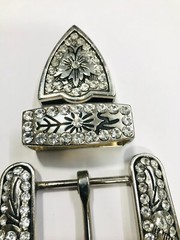 Western buckle 3 Piece Buckle Set rhinostone leather belt buckle cowgirl 40mm