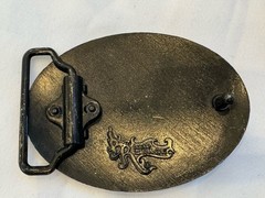 Vintage Buckle RAGE Brass Deer Elk Hunting BELT BUCKLE 3.5” Oval Fits 1.5” Belt