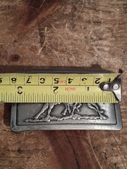 Vintage Belt Buckle Western Steer Wrestling Cowboy Rodeo Pressed 70s